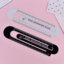 Load image into Gallery viewer, 3 PCS Metal Steel Ruler Bookmark Drawing Supplies, 15CM Black, 15CM White, 12CM White, 12CM Black