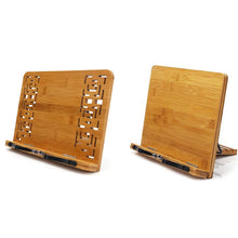 Load image into Gallery viewer, Wood Tablet Bookends Bracket Cookbook Textbooks Document Bamboo Foldable Reading Rest Book Stand, Light Board Small, Light Board Medium, Light Board Large, Hollow Small, Hollow Medium, Hollow Large