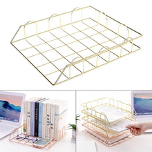 Load image into Gallery viewer, Folding Wrought Iron Letter Magazine Newspaper Holder Storage Rack File Tray Office Desk Organizer Supplies