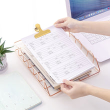 Load image into Gallery viewer, Folding Wrought Iron Letter Magazine Newspaper Holder Storage Rack File Tray Office Desk Organizer Supplies
