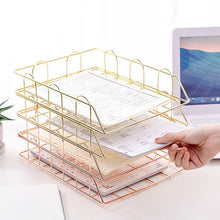 Load image into Gallery viewer, Folding Wrought Iron Letter Magazine Newspaper Holder Storage Rack File Tray Office Desk Organizer Supplies