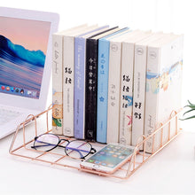 Load image into Gallery viewer, Folding Wrought Iron Letter Magazine Newspaper Holder Storage Rack File Tray Office Desk Organizer Supplies