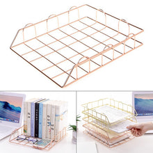 Load image into Gallery viewer, Folding Wrought Iron Letter Magazine Newspaper Holder Storage Rack File Tray Office Desk Organizer Supplies