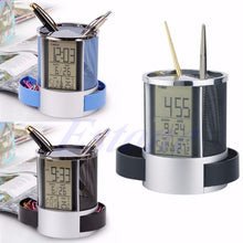 Load image into Gallery viewer, Desk Mesh Pen Pencil Holder Perpetual Calendar Office Supplies Multifunctional Digital LED Pens Storage Box