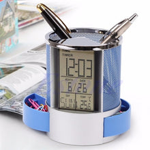 Load image into Gallery viewer, Desk Mesh Pen Pencil Holder Perpetual Calendar Office Supplies Multifunctional Digital LED Pens Storage Box
