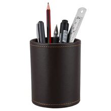 Load image into Gallery viewer, Faux Leather Leather Penholder Desk Supplies Organizer