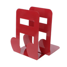 Load image into Gallery viewer, 2 PCS Musical Note Metal Bookends Iron Support Holder Desk Stands For Books