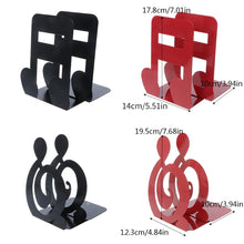 Load image into Gallery viewer, 2 PCS Musical Note Metal Bookends Iron Support Holder Desk Stands For Books