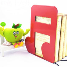 Load image into Gallery viewer, 2 PCS Musical Note Metal Bookends Iron Support Holder Desk Stands For Books