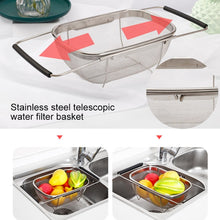 Load image into Gallery viewer, Stainless Steel Foldingf Filter Kitchen Tools Drainage Household Retractable Vegetable Fruit Basket, 24x34x11cm, 18x27x11cm