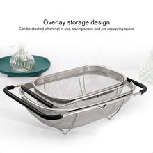 Load image into Gallery viewer, Stainless Steel Foldingf Filter Kitchen Tools Drainage Household Retractable Vegetable Fruit Basket, 24x34x11cm, 18x27x11cm