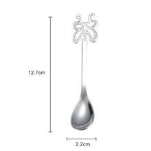 Load image into Gallery viewer, Multicolor Stainless Steel Butterfly Coffee Spoon Fruit Cold Drink Ice Cream Dessert Tea Spoon, Silver, Gold, Rose Gold, Rainbow, Black, Blue, Purple