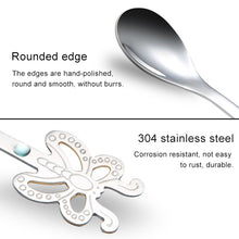 Load image into Gallery viewer, Multicolor Stainless Steel Butterfly Coffee Spoon Fruit Cold Drink Ice Cream Dessert Tea Spoon, Silver, Gold, Rose Gold, Rainbow, Black, Blue, Purple