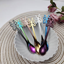 Load image into Gallery viewer, Multicolor Stainless Steel Butterfly Coffee Spoon Fruit Cold Drink Ice Cream Dessert Tea Spoon, Silver, Gold, Rose Gold, Rainbow, Black, Blue, Purple