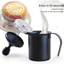 Load image into Gallery viewer, Pump Creamer Stainless Steel Double Mesh Manual Coffee Milk Foam Frothing Pitcher Froth Pump Foamer Cup, 400cc, 800cc