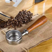 Load image into Gallery viewer, Stainless Steel Coffee Machine Filter Bracket Coffee Bottomless Wooden Handle, Coffee Machine Filter