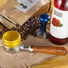 Load image into Gallery viewer, Stainless Steel Coffee Machine Filter Bracket Coffee Bottomless Wooden Handle, Coffee Machine Filter