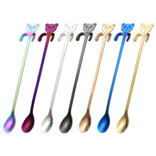 Load image into Gallery viewer, Cute Bear Spoon Long Handle Spoons Coffee Drinking Tools, Cute Bear(Blue), Cute Bear, Cute Bear(Black), Cute Bear(Gold Plating), Cute Bear(Rose Gold), Cute Bear(Rainbow)