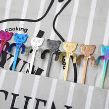 Load image into Gallery viewer, Cute Bear Spoon Long Handle Spoons Coffee Drinking Tools, Cute Bear(Blue), Cute Bear, Cute Bear(Black), Cute Bear(Gold Plating), Cute Bear(Rose Gold), Cute Bear(Rainbow)