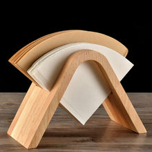 Load image into Gallery viewer, Coffee Filter Holder Coffee Storage Rack Filter Box Paper Base Bracket Display Stand, Wooden V Holder