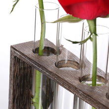 Load image into Gallery viewer, Creative Simple Coffee Shop Interior Desktop Decoration Decoration Transparent Hydroponic Glass Test Tube Vase, 3-Hole Wooden Frame, 5-Hole Wooden Frame