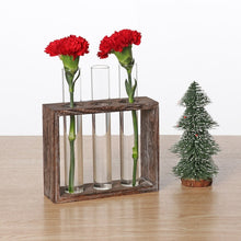 Load image into Gallery viewer, Creative Simple Coffee Shop Interior Desktop Decoration Decoration Transparent Hydroponic Glass Test Tube Vase, 3-Hole Wooden Frame, 5-Hole Wooden Frame