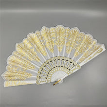 Load image into Gallery viewer, Spain Style Plastic Folding Fan Peacock Lace Fan Ladies Dance Gilding Fan, 23x42cm
