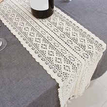 Load image into Gallery viewer, Tassel Lace Floral Romance Retro Crochet Hollow Cotton Blend Table Runner Covers, 24x160cm, 24x180cm, 24x200cm, 24x220cm, 24x240cm, 24x140cm