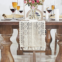 Load image into Gallery viewer, Tassel Lace Floral Romance Retro Crochet Hollow Cotton Blend Table Runner Covers, 24x160cm, 24x180cm, 24x200cm, 24x220cm, 24x240cm, 24x140cm