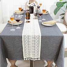 Load image into Gallery viewer, Tassel Lace Floral Romance Retro Crochet Hollow Cotton Blend Table Runner Covers, 24x160cm, 24x180cm, 24x200cm, 24x220cm, 24x240cm, 24x140cm