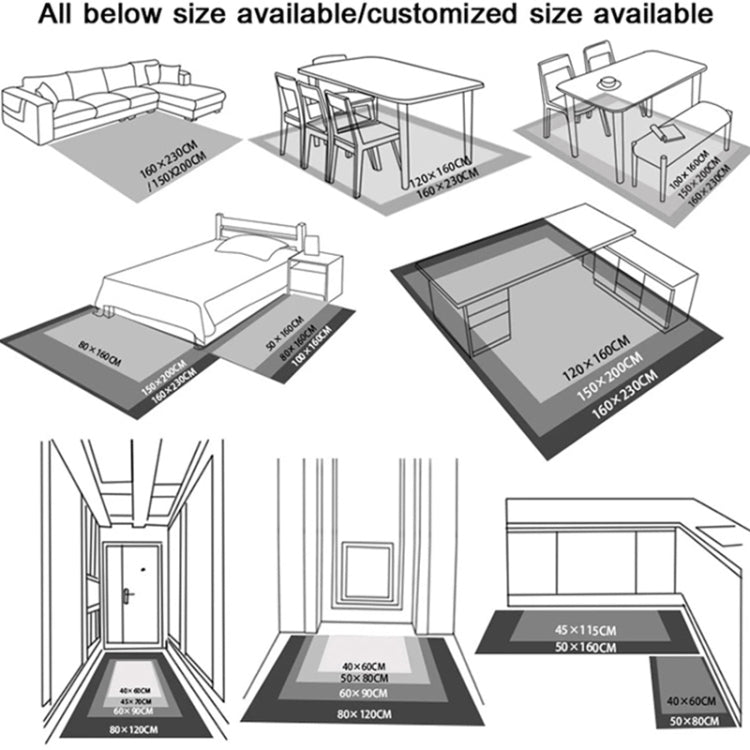 Geometric Lattice Carpet Kitchen Bath Antiskid Mat, 40x60cm, 40x120cm, 50x80cm, 50x160cm, 40x60cm + 40x120cm, 50x80cm + 50x160cm