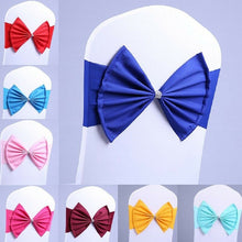 Load image into Gallery viewer, Spandex Chair Sash fit all chair Wedding Chair Sashes Bow Elastic Chair Ribbon Back Tie Bands for Wedding Party Ceremony Banquet, TBD0324630401A, TBD0324630401B, TBD0324630401C, TBD0324630401D, TBD0324630401E, TBD0324630401F, TBD0324630401G            ...