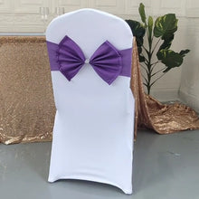Load image into Gallery viewer, Spandex Chair Sash fit all chair Wedding Chair Sashes Bow Elastic Chair Ribbon Back Tie Bands for Wedding Party Ceremony Banquet, TBD0324630401A, TBD0324630401B, TBD0324630401C, TBD0324630401D, TBD0324630401E, TBD0324630401F, TBD0324630401G            ...