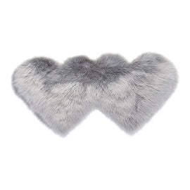 Creative Double Heart Imitation Wool Carpet Sofa Cushion Mat Plush Bedroom Living Room Floor Rugs, 90x180cm