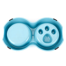 Load image into Gallery viewer, Slow Food Anti-choke Stainless Steel Double Bowl Pet Non-slip Cat Food Bowl, Pink, Blue, Green, White