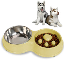 Load image into Gallery viewer, Slow Food Anti-choke Stainless Steel Double Bowl Pet Non-slip Cat Food Bowl, Pink, Blue, Green, White