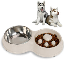 Load image into Gallery viewer, Slow Food Anti-choke Stainless Steel Double Bowl Pet Non-slip Cat Food Bowl, Pink, Blue, Green, White