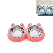 Load image into Gallery viewer, Stainless Steel Dog and Cat Double Bowl Pet Supplies, Frog Shape Blue, Frog Shape Pink, Frog Shape Green