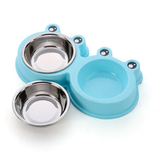 Load image into Gallery viewer, Stainless Steel Dog and Cat Double Bowl Pet Supplies, Frog Shape Blue, Frog Shape Pink, Frog Shape Green