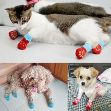 Load image into Gallery viewer, 4pcs /Set  Pet Dog Puppy Cat Shoes Slippers Non-Slip Socks Pet Cute Indoor for Small Dogs Cats Snow Boots Socks, S, M, L