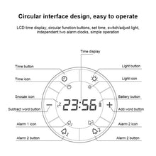 Load image into Gallery viewer, Simple Home Creative Multi-function Charging Stepless Dimming Alarm Clock Night Light, White, Pink, Gray