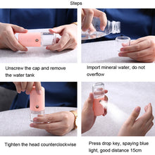 Load image into Gallery viewer, Facial Hydration Instrument Air Humidifier USB Beauty Cold Spray Instrument Auto Alcohol Disinfection Spayer, White, Pink, Green, Yellow