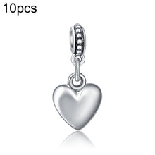 Load image into Gallery viewer, 10pcs Heart Shape Smooth Surface Bead Silvering European Big Hole Charm Pendants DIY Jewelry Accessories Fit Necklace