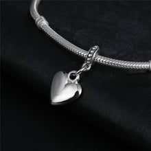 Load image into Gallery viewer, 10pcs Heart Shape Smooth Surface Bead Silvering European Big Hole Charm Pendants DIY Jewelry Accessories Fit Necklace