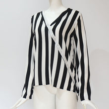 Load image into Gallery viewer, Women Striped Shirt Long Sleeve V-neck Shirts Casual Tops Blouse, S, M, L, XL, XXL, XXXL