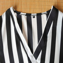 Load image into Gallery viewer, Women Striped Shirt Long Sleeve V-neck Shirts Casual Tops Blouse, S, M, L, XL, XXL, XXXL