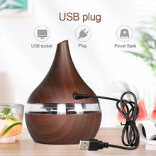 Load image into Gallery viewer, 300ml USB Electric Aroma Air Diffuser Wood Ultrasonic Air Humidifier Essential Oil Aromatherapy Cool Mist Maker