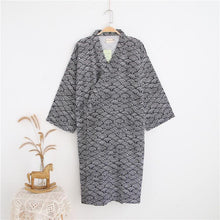 Load image into Gallery viewer, Man Pure Cotton Double-deck Bathrobe Kimono Pajamas Home Wear, M, L