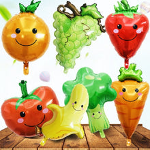 Load image into Gallery viewer, 2 PCS Cartoon Vegetables and Fruits Aluminum Film Balloon Children Party Decoration Supplies Inflatable Toys, Strawberry, Broccoli, Grape, Carrot, Banana, Corn, Tomato, Orange