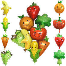 Load image into Gallery viewer, 2 PCS Cartoon Vegetables and Fruits Aluminum Film Balloon Children Party Decoration Supplies Inflatable Toys, Strawberry, Broccoli, Grape, Carrot, Banana, Corn, Tomato, Orange